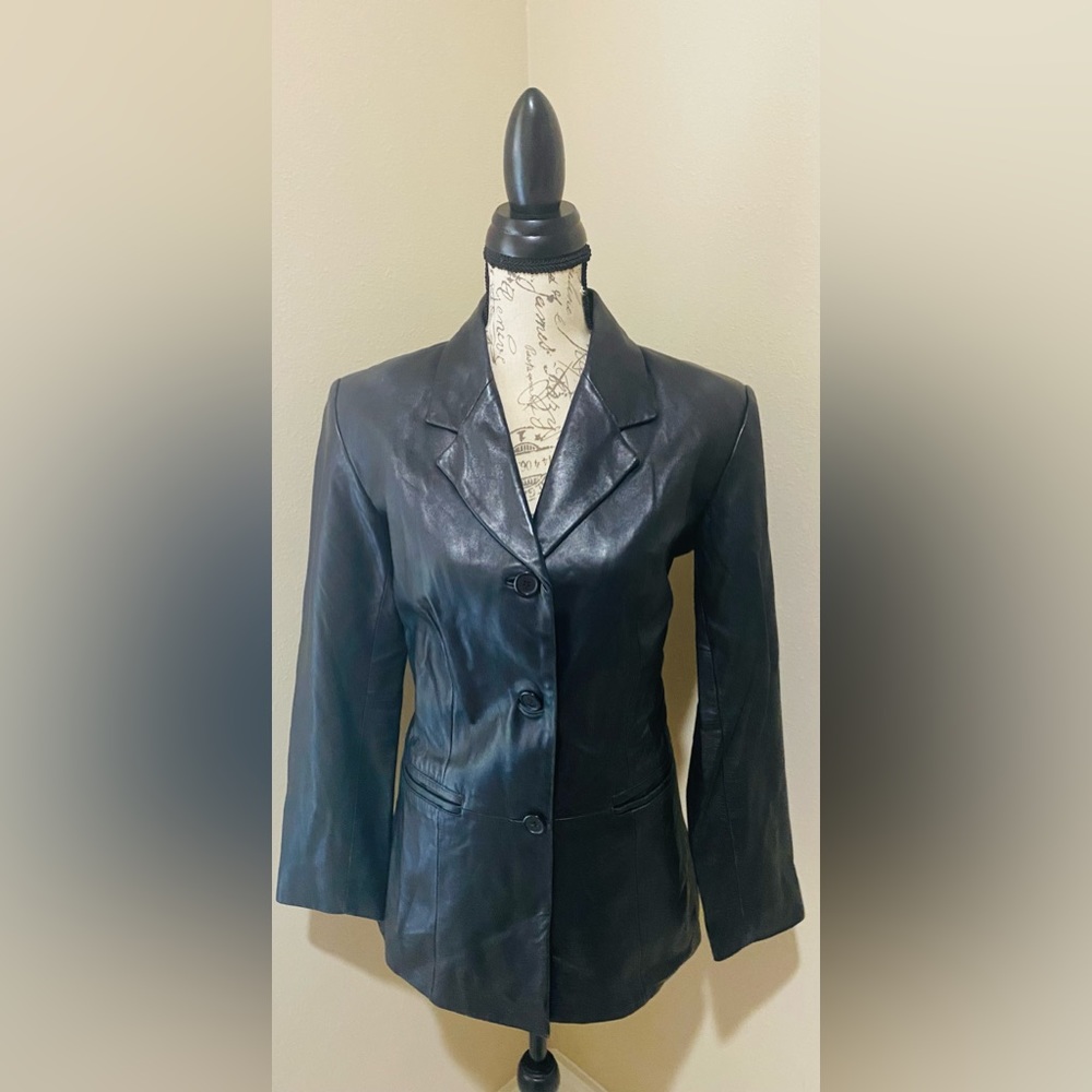 Preston & York Beautiful 100% Lamb Skin Leather Blazer Size Women's Small